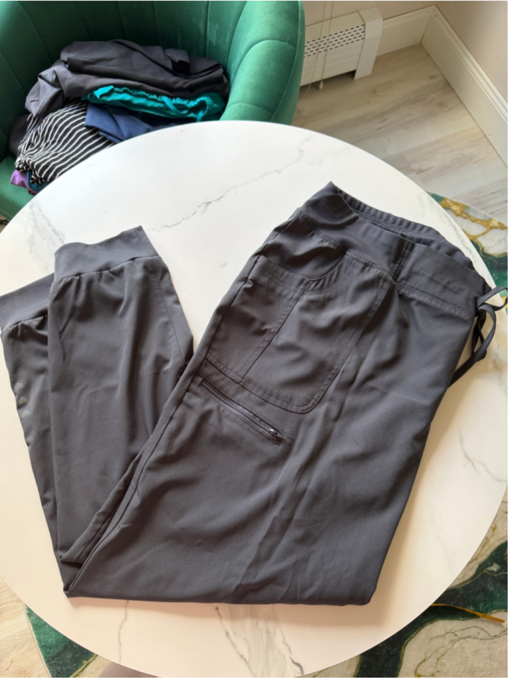 Women's HeartSoul Jogger Scrub Pants Charcoal gray Size 2X Zipper pocket